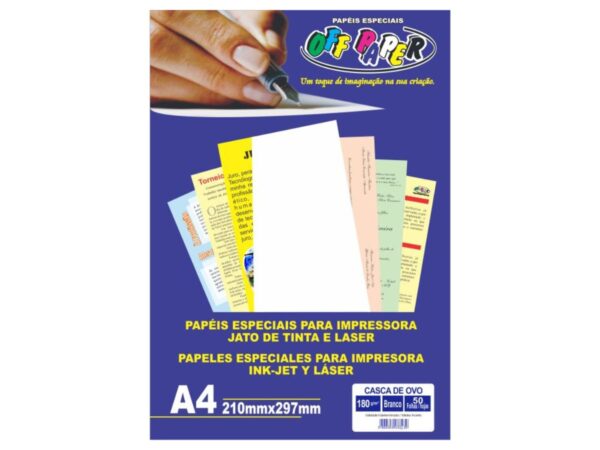 PAPEL VERGÊ CASCA DE OVO 180G A4 50 FLS TEXTURIZADO OFF PAPER