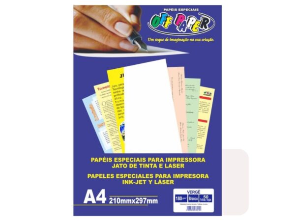 Papel texturizado (Vergê) para impressoras jato de tinta e laser.