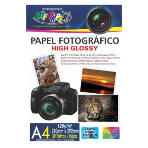 Papel Fotográfico A4 120g High Glossy 50 folhas Resistente a Água OFF PAPER